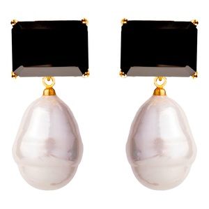 Black Onyx & Baroque Sea Shell Earrings
